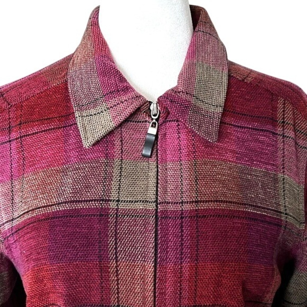 Allison Daley Red & Pink Plaid Zip Up Jacket Long Sleeve Jacket Coat Size 16W - Picture 3 of 11